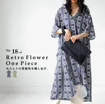 택 포함 새상품! 안티카 antiqa 꽃무늬 반팔 셔츠 원피스