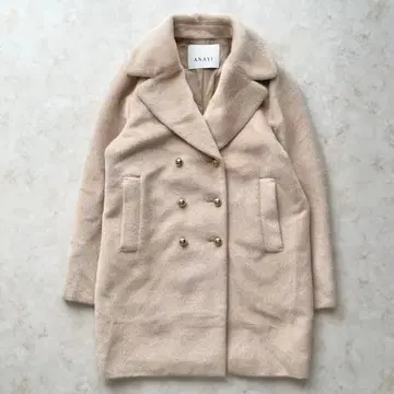 [새상품급] ANAYI 알파카 샤기 피 코트 체스터 코트 골드 버튼 S