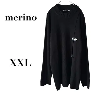 메리노 니트 풀오버 토글 버튼 포함 블랙 XXL 울 무지