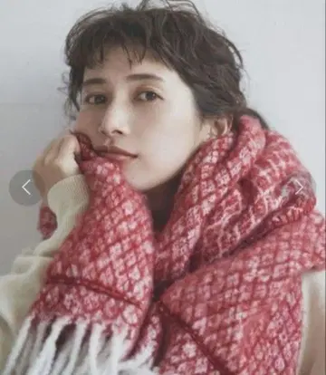 studioCLIP kazumi 포켓 부착 체크 스톨 레드