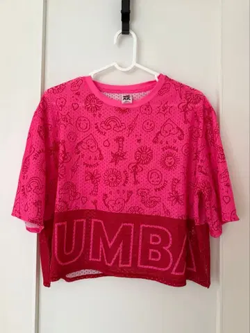 ZUMBA 핑크 메쉬 크롭 탑