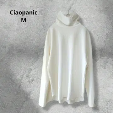 CIAOPANIC 하이넥 상의 루즈핏 체형 커버 화이트 M
