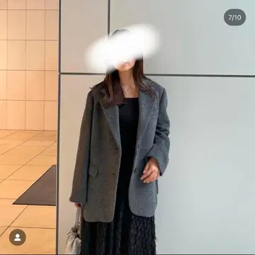 COCODEAL 샤기 오버 테일러드 자켓 그레이