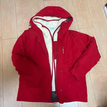 coen 보아 부착 마운틴 코트 빨간색