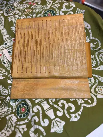 나고야 오비 골드 컬러 세로 스트라이프 츠케오비