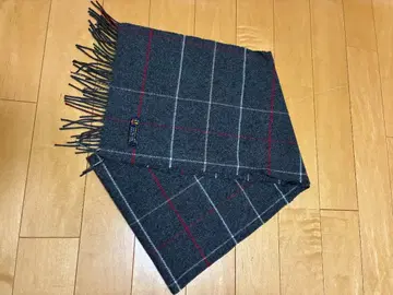 캐시미어 100% 체크 무늬 머플러 그레이