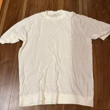 반팔 화이트 니트 L 사이즈 면 100%