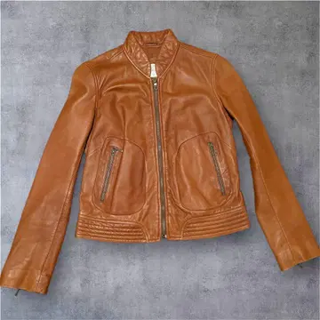 [ 작은 사이즈 ] PLST 양가죽 가죽 라이더 자켓 브라운 XS