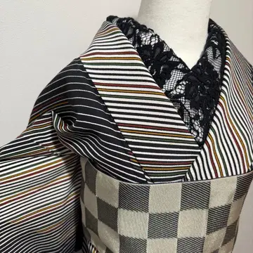 기모노 세탁 가능 폴리에스테르 이중 기모노 줄무늬 블랙