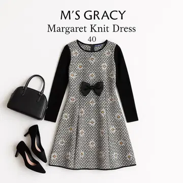 컨디션 최상 엠즈 그레이시 마가렛 리본 리브 절개 니트 원피스 40