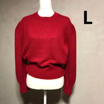 유니클로 이네스 크루넥 퍼프 슬리브 스웨터 레드 L