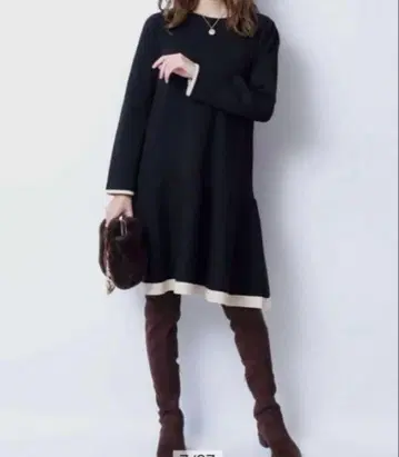 저스길리티 바이컬러 미니 원피스 새상품 택 포함 블랙