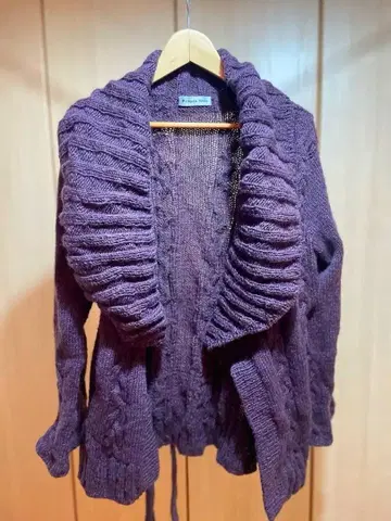 피플트리 퍼플 케이블 니트 가디건