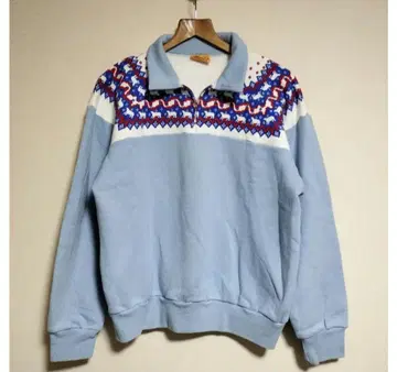 레어 페로우즈 하프 지퍼 맨투맨 노르딕 눈 패턴