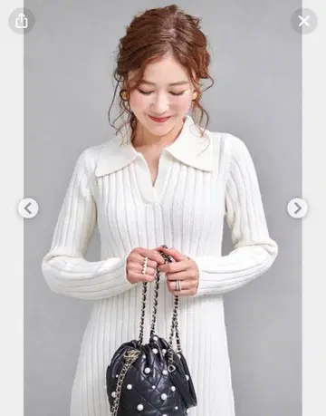 오블리 컬러 리브 니트 원피스