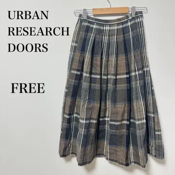 어반 리서치 도어스 체크 플레어 롱 스커트 플리츠 FREE