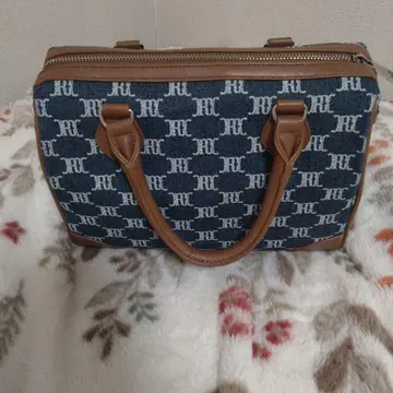 데님 소재 로고 핸드백