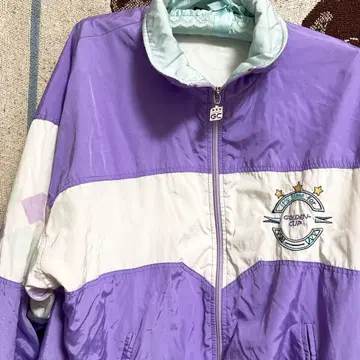 GOLDEN-CUP 나일론 자켓 보라색 구제 의류 빈티지