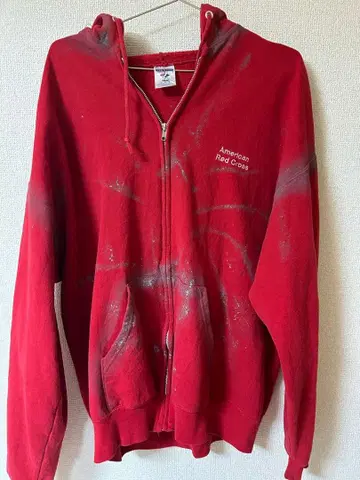 90s Jerzees 리메이크 지퍼 후드티 XL 빨간색