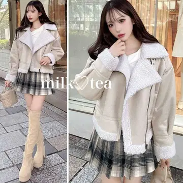 택 포함 새상품 셰리미 무스탕 라이더 자켓 코트 아이보리 Rady