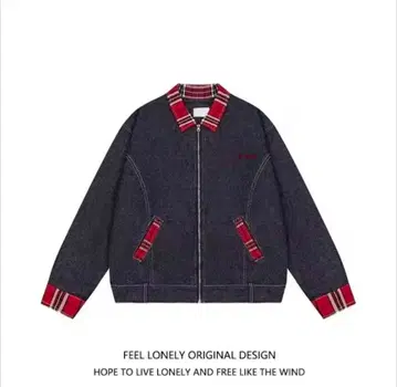 체크 악센트 데님 블루종 ( M~2XL )