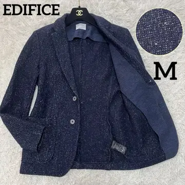 컨디션 최상 에디피스 트위드 니트 테일러드 자켓 네이비 M 스트레치