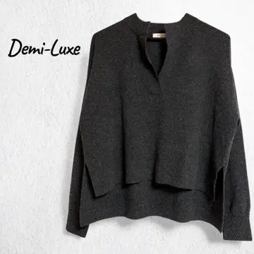 Demi-Luxe 캐시미어 혼방 키넥 스웨터 긴팔 다크 그레이