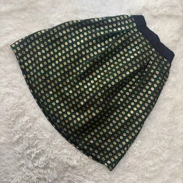 뮤우만아이치 [ LL ] 종아리 기장 자카드 스커트 그린 계열