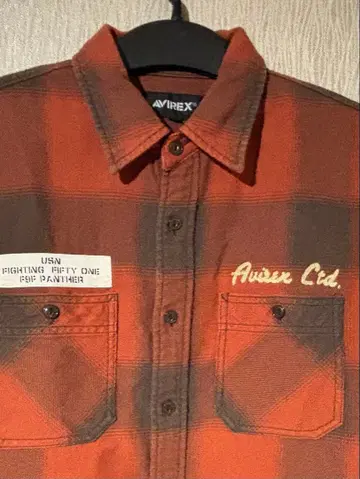 AVIREX 자수 로고 플란넬 셔츠 사이즈 L