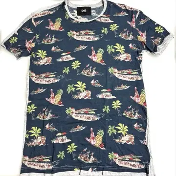 D&G 트로피컬 프린트 T셔츠 M 네이비