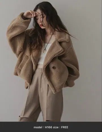 택 포함 미사용 새상품 rectangle 테디베어 숏코트