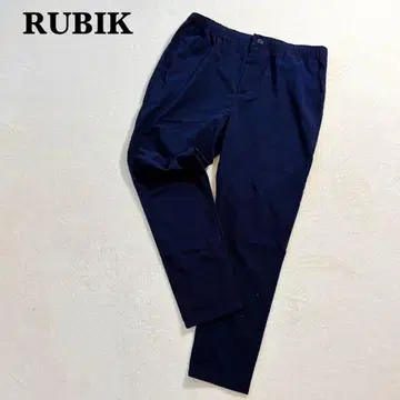 루빅 크롭 팬츠 XL 네이비 캐주얼 무릎 기장