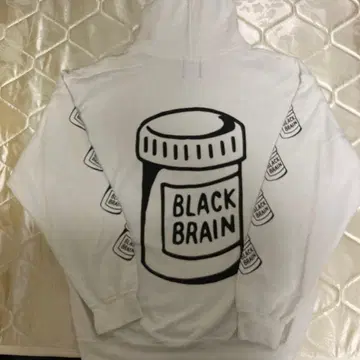 블랙 레인 로고 후드티 L 화이트