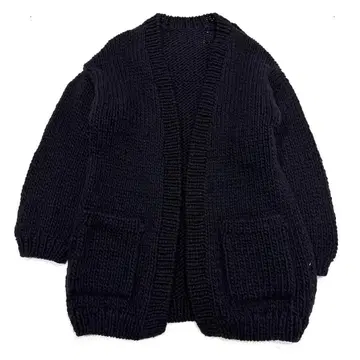 [ 새상품급/남성용 프리 ] 컨팩트 페루 핸드 니트 롱 가디건 블랙