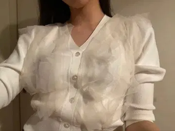 snidel Sustainable 튤 도킹 니트탑