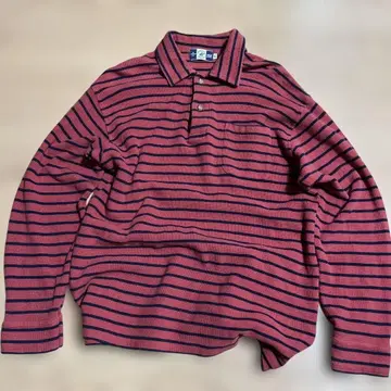 보더 y2k 긴팔 피케 셔츠 L 사이즈