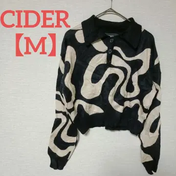 새상품급 CIDER [ M ] 크롭 니트 블랙 베이지 개성있는