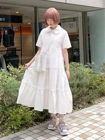 프릴 테이아드 셔츠 원피스