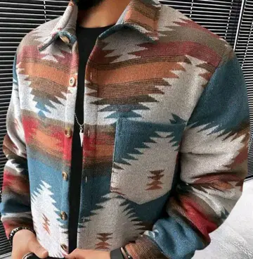 기하학 패턴 울 셔츠