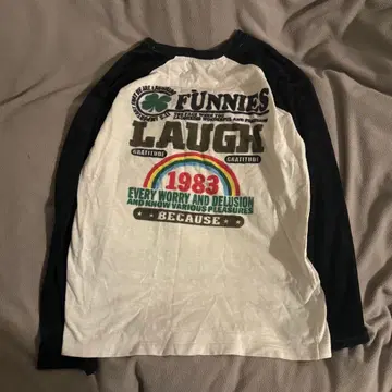 구제 의류 롱 T 1983 y2k 클로버 바이컬러