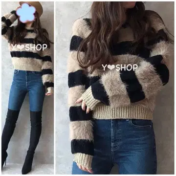 믹스 보더 니트 풀오버 겨울 의류 eimy istoire