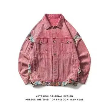 [ 상품명 ] 에스닉 패치워크 핑크 데님 자켓