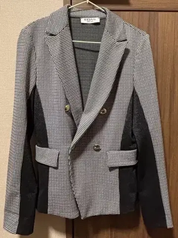 EDAS 하운드투스 체크 패턴 더블 브레스트 자켓