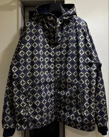 BEAMS PLUS 코마츠 리버서블 블루종 기하학 패턴