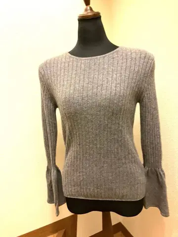 가을/겨울 할인 판매 플레어 소매 리브 긴팔 스웨터 울 캐시미어 F