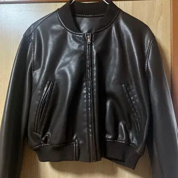 크롭 가죽 자켓