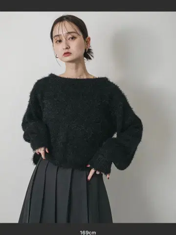 크롭 샤기 스웨터