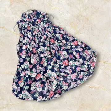 그레일 슬리브리스 튜닉 네이비 꽃무늬 M 사이즈