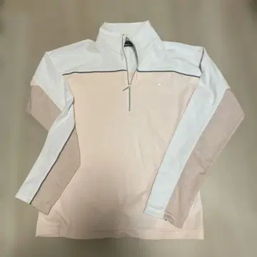 하프 지퍼 긴팔 피케 셔츠 핑크