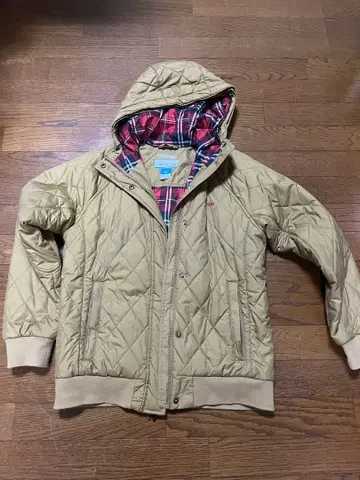 베이지 퀼팅 자켓 체크 무늬